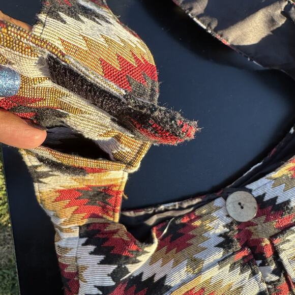 Handmade Blanket Tote Southwestern Navajo Boho Tan Red Black Large Shoulder Bag - Picture 14 of 14